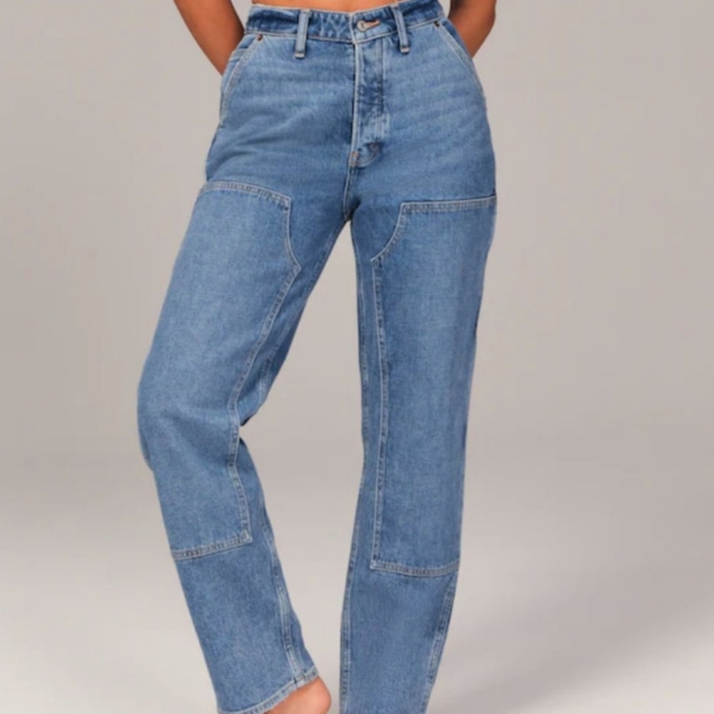 High-Rise Carpenter Straight Jeans - Light Blue